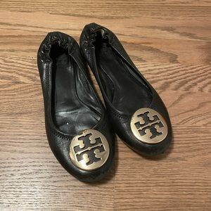 Tory Burch Miller Black Leather Ballet Flats in Size 6